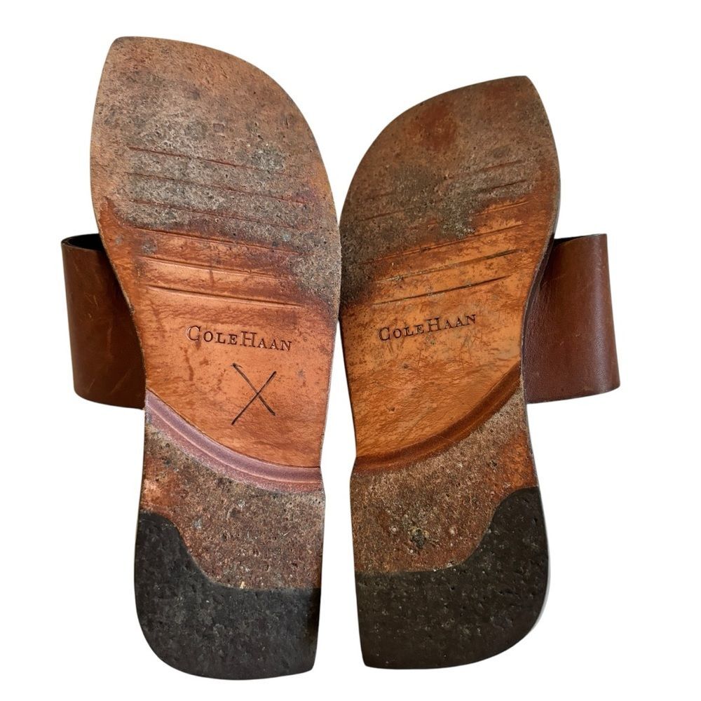 Vintage Cole Haan Country Women’s Brown Leather Toe Thong Boho Sandals 6.5B - Picture 10 of 11